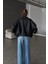 Kadın Oversize Deri Ceket– Oversize Relax Fit, Fermuarlı Kemer Detaylı Günlük Kadın Ceket 3