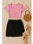 Kadın Pembe Yarım Kol Crop ve Siyah Pareo 2'li Set – Modern ve Şık Tasarım 3