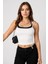 Kadın Siyah Beyaz Çift Renk Çapraz Askılı Crop Top Bluz 3