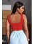 Kadın Kırmızı Kalın Askılı Crop Top Büstiyer – Modern ve Şık Tasarım 2