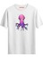 Pembe-Mavi Tonlarda Karikatür Ahtapot T-Shirt, Erkek Tişört, Kadın Tişört, Unisex T-Shirt 1