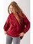 Kadın Bordo Üç Iplik Pamuklu Ribanalı Bisiklet Yaka Oversize Sweatshirt - 2523 3
