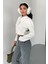 Kadın Çift Fermuarlı Uzun Kollu Sweatshirt Beyaz - 2550 1