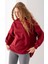 Kadın Bordo Üç Iplik Pamuklu Ribanalı Bisiklet Yaka Oversize Sweatshirt - 2523 3