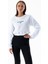Kadın Bisiklet Yaka California Baskılı Crop Sweatshirt Beyaz - 264421 3