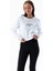 Kadın Bisiklet Yaka California Baskılı Crop Sweatshirt Beyaz - 264421 4