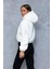 Kadın Kapüşonlu Fermuarlı Çift Cepli Kısa Peluş Mont Beyaz - 5214 8