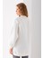Kadın Beyaz Üç Iplik Pamuklu Ribanalı Bisiklet Yaka Oversize Sweatshirt - 2523 8