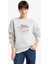 Relax Fit Bisiklet Yaka Baskılı Kalın Sweatshirt G2152AX25WN 1