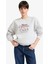 Relax Fit Bisiklet Yaka Baskılı Kalın Sweatshirt G2152AX25WN 4