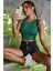 Kadın Yeşil Kare Yaka Crop Top Bluz 1