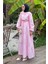 Bel Büzgülü Tesettür Elbise Pembe 2