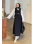Düğmeli Etek-Yelek Tesettür Ikili Takım Siyah 1
