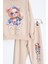 Krem Ayıcık Baskılı Beli Lastikli Kız Çocuk Eşofman Takımı 22753 3