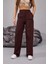 Kadın Yüksek Bel Likralı Geniş Paça Çımalı Rahat Kesim Pantolon 3
