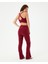 Kadın Bordo Koyu Kırmızı Flare Tayt - Yüksek Bel, Dize Kadar Oturan İspanyol Paça Tayt, Spor ve Günlük Kullanım 2
