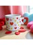 Tatlı Kalpler Desenli Kalp Kulplu El Yapımı Doğal Seramik Mug Kupa Çay Cappuccino Fincanı 3