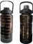 Siyah, 3’lü Set - Sticker’lı Pipetli Matara Seti - 2000ML,900ML,300ML 2