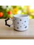 Siyah Zarif Yıldızlar Desenli Yıldız Kulplu El Yapımı Doğal Seramik Mug Kupa Çay Cappuccino Fincanı 3