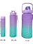 Mor, 3’lü Set - Sticker’lı Pipetli Matara Seti - 2000ML,900ML,300ML 6