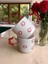2 Li El Işi Kırmızı Çiçekler Işlemeli Doğal Seramik Mug Kupa Çay / Cappuccino Fincanı 4