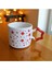 Kırmızı Yıldızlar Desenli Yıldız Kulplu El Yapımı Doğal Seramik Mug Kupa Çay Cappuccino Fincanı 1