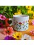 Tatlı Çiçekler Desenli Kalp Kulplu El Yapımı Doğal Seramik Mug Kupa Çay Cappuccino Fincanı 1