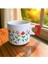Tatlı Çiçekler Desenli Kalp Kulplu El Yapımı Doğal Seramik Mug Kupa Çay Cappuccino Fincanı 3