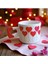2 Li Kırmızı Balon Kalpler Desenli Kalp Kulplu El Yapımı Seramik Mug Kupa Çay Cappuccino Fincanı 4