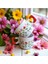 2 Li Tatlı Çiçekler Desenli Kalp Kulplu El Yapımı Doğal Seramik Mug Kupa Çay Cappuccino Fincanı 1