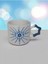 6'lı Nazar Boncuğu Işlemeli Lacivert Kalp Kulp El Işi Doğal Seramik Mug Kupa Çay/cappuccino Fincanı 6