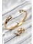 Pirinç Zirkon Taşlı Ayrık Model Gold Renk Bileklik Yüzük Set - Lisinya 1