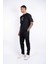 Erkek Kısa Kollu, Gömleklik Garni Kumaşlı, Baskılı, Dikiş Detaylı Regular Fit T-Shirt 4