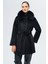 Çıkabilir Kürklü Inci Detaylı Peluş Kaban Siyah 3098-TK 1