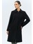 Gömlek Yaka Punto Detaylı Büyük Beden Kaban Siyah 3117 1