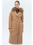 Yarasa Kol Yakası Çıkabilir Kürklü Punto Dikiş Detaylı Kaşmir Kaban Kamel 3120-TK 2