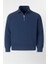 Gibson Oversize Yarım Fermuar Gömlek Polo Yaka Selanik Örme Erkek Triko Kazak - Indigo 1