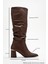 120 Kahve Cilt Körüklü Kadın Kalın Topuklu Çizme 5