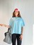 Kadın Bisiklet Yaka Kısa Kollu Oversize Basic Tişört 3