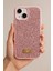 Apple iPhone 13 - 14 - 15 Uyumlu Kılıf Elmas Tasarımlı Pembe Taşlı Işıltılı Pırlanta Silikon Kapak 2