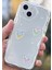 Apple iPhone 14 Plus Kılıf 3D Kalpli Inci Tasarımlı Desenli Kamera Korumalı Şeffaf Silikon Kapak 5