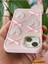 Apple iPhone 13 - 14 - 15 Kılıf Kamera Çıkıntılı Kalpli Fiyonk Desenli Pembe Yumuşak Silikon Kapak 7