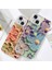 Apple iPhone 13 Kılıf Renk Değiştiren Taşlı Kamera Lens Korumalı Mavi Çiçek Desenli Darbe Emici Kapak 7