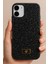Apple iPhone 12-12 Pro Kılıf Içi Kadife Elmas Tasarımlı Siyah Taşlı Işıltılı Pırlanta Silikon Kapak 2