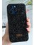 Apple iPhone 16 Pro Kılıf Içi Kadife Elmas Tasarımlı Siyah Taşlı Işıltılı Pırlanta Silikon Kapak 3