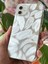 Apple iPhone 11 Kılıf Parlak Beyaz Yaprak Desenli Darbe Emici Kamera Korumalı Renkli Silikon Kapak 7