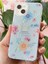 Apple iPhone 13/14 Uyumlu Kılıf Mavi Simli Çiçek Desenli Renkli Parlak Darbe Emici Kapak 7