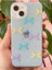 Apple iPhone 13/14 Uyumlu Kılıf Mavi Simli Renkli Fiyonk Desenli Parlak Darbe Emici Kapak 5