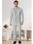 Mecit 22767 Gri Önden Düğmeli Büyük Beden Erkek Pijama Takımı 1