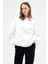 Ekru Bisiklet Yaka Oversize Kadın Sweatshirt 9152M 12